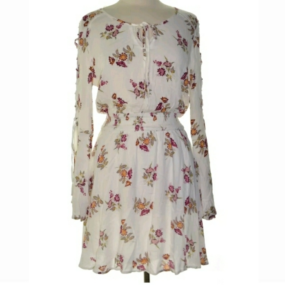 AMERICAN RAG WHITE PRINTED PEASANT DRESS - Picture 1 of 2